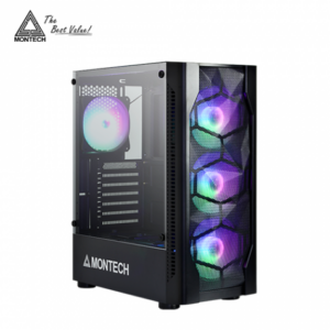 MONTECH X1 黑 玻璃透側機殼 (ATX/內建風扇前3後1/顯卡305mm/塔散165mm)
