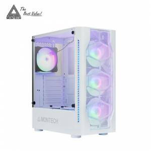 MONTECH X1 白 玻璃透側機殼 (ATX/內建風扇前3後1/顯卡305mm/塔散165mm)【福利品出清】