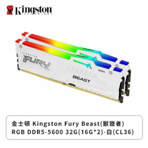 金士頓 Fury Beast(獸獵者) RGB DDR5-5600 32G(16G*2)-白(CL36)