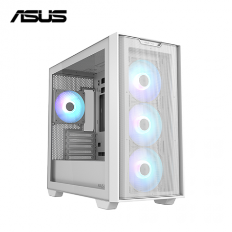 華碩 A21 PLUS 白 玻璃透側機殼 (M-ATX/內建風扇前3後1/ARGB燈光/支援背插主板/顯卡380mm/塔散165mm)
