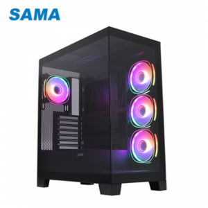 SAMA 先馬 SAK452 元境界 黑 全景玻璃機殼 (ATX/Type-C/支援背插主板/內建風扇側3後1/顯卡410mm/塔散180mm)