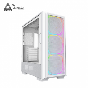 MONTECH SKY TWO GX 白 玻璃透側機殼 (E-ATX/Type-C/內建風扇前3/網孔面板/顯卡400mm/塔散168mm)送AX120(白)風扇