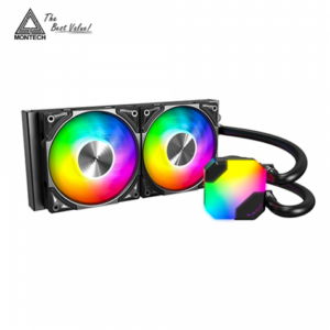 MONTECH HyperFlow ARGB 240 黑 (240mm/預安裝設計/ARGB水冷頭+風扇/12cm風扇*2/六年保固)