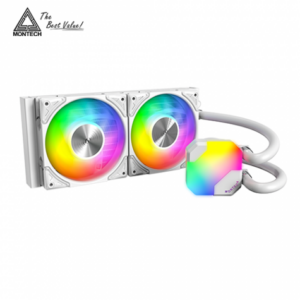 MONTECH HyperFlow ARGB 240 白 (240mm/預安裝設計/ARGB水冷頭+風扇/12cm風扇*2/六年保固)