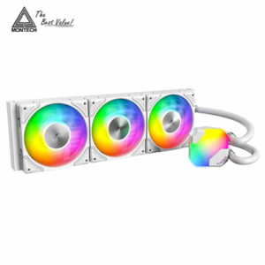 MONTECH HyperFlow ARGB 360 白 (360mm/預安裝設計/ARGB水冷頭+風扇/12cm風扇*3/六年保固)