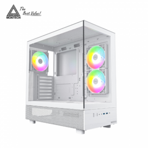 MONTECH XR 白 全景玻璃機殼 (ATX/Type-C/內建風扇側2後1/無A柱/顯卡420mm/塔散175mm)