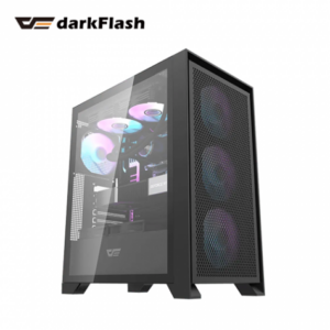darkFlash DRX70 黑 玻璃透側機殼 (ATX/Type-C/內建風扇前3後1/磁吸面板/內附顯卡支架/ARGB燈光/顯卡350mm/塔散180mm)