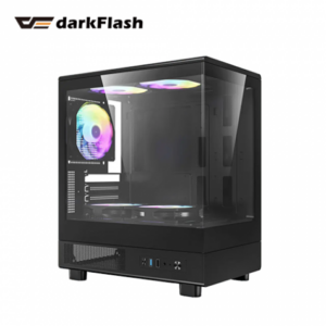 darkFlash MOTI Mini 鏡之小島 黑 全景玻璃機殼 (M-ATX/內建風扇上2底2後1/固定光風扇/無A柱/顯卡305mm/塔散180mm)