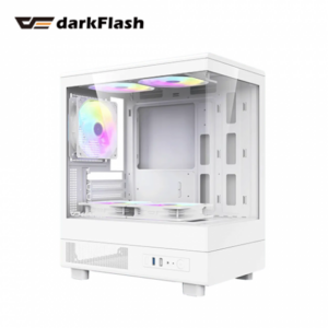 darkFlash MOTI Mini 鏡之小島 白 全景玻璃機殼 (M-ATX/內建風扇上2底2後1/固定光風扇/無A柱/顯卡305mm/塔散180mm)