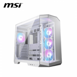 微星 MAG PANO 100R PZ 白 全景玻璃機殼 (ATX/Type-C/內建風扇側3後1/ARGB燈光/支援背插主板/雙艙設計/顯卡380mm/塔散166mm)