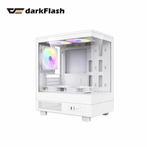 【OEM】darkFlash MOTI Mini 鏡之小島 白 全景玻璃機殼 (M-ATX/內建風扇上2底2後1/固定光風扇/無A柱/顯卡305mm/塔散180mm)