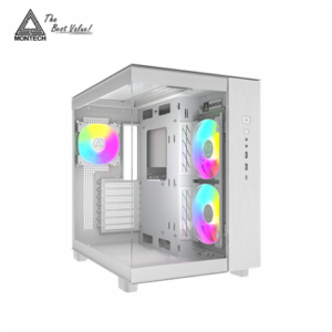 MONTECH KING 65 PRO 白 全景玻璃機殼 (ATX/Type-C/內建風扇側2後1/無A柱/ARGB燈光/雙倉設計/顯卡420mm/塔散175mm)
