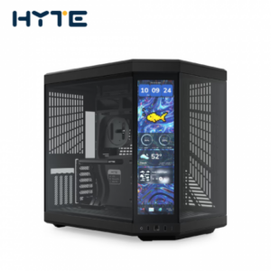 HYTE Y70 Touch Infinite 黑 全景玻璃機殼 (E-ATX/Type-C/內附PCIe4.0延長線/14.9吋觸控螢幕/顯卡422mm/塔散180mm)