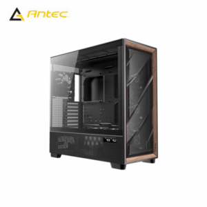 Antec 安鈦克 FLUX PRO 黑 玻璃透側機殼 (E-ATX/Type-C/內建風扇前3後1下2/雙溫度顯示/支援電源90度安裝/胡桃木設計/網孔面板/顯卡408mm/塔散180mm)