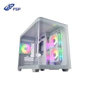 全漢 S380 白 全景玻璃機殼 (M-ATX/Type-C/內建風扇側2後1/ARGB無限鏡風扇/弧形玻璃/無A柱/顯卡445mm/塔散160mm)