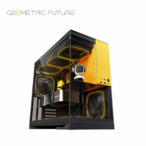 幾何未來 Model 5 悟空 黑黃 全景玻璃機殼 (E-ATX/Type-C/內建風扇側1下3後1/公仔平台/顯卡460mm/塔散180mm)