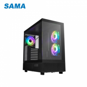 SAMA 先馬 SAK736 幻境界 黑 全景玻璃機殼 (ATX/Type-C/內建風扇側2後1/無A柱/顯卡410mm/塔散180mm)
