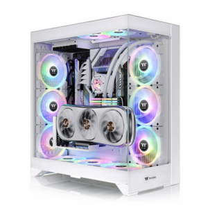 曜越 CTE E660 MX 雪白 全景玻璃機殼 (E-ATX/Type-C/附PCI-E 4.0延長線/支援顯卡90度安裝/雙艙設計/支援背插主板/雙面板設計(玻璃+網孔)顯卡443mm/塔散166mm)