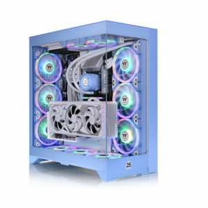 曜越 CTE E660 MX 繡球花藍 全景玻璃機殼 (E-ATX/Type-C/附PCI-E 4.0延長線/支援顯卡90度安裝/雙艙設計/支援背插主板/雙面板設計(玻璃+網孔)顯卡443mm/塔散166mm)
