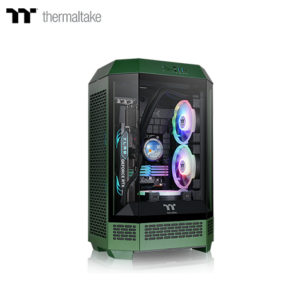 曜越 The Tower 300 競速綠 玻璃透側機殼 (M-ATX/Type-C/內建風扇上2/支援背插主板/三面玻璃/八角棱柱外型/顯卡400mm/塔散210mm)