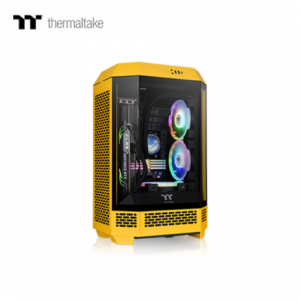 曜越 The Tower 300 蜂芒黃 玻璃透側機殼 (M-ATX/Type-C/內建風扇上2/支援背插主板/三面玻璃/八角棱柱外型/顯卡400mm/塔散210mm)