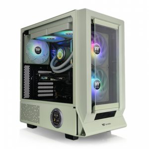 曜越 Ceres 350 MX 抹茶綠 玻璃透側機殼 (ATX/Type-C/內建風扇前2(ARGB)後1/雙面板(玻璃+網孔)/支援背插主板/顯卡360mm/塔散185mm)