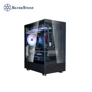 銀欣 Lucid 04 黑 全景玻璃機殼 (M-ATX/Type-C/內建風扇上2後1/無A柱/顯卡350mm/塔散177mm)