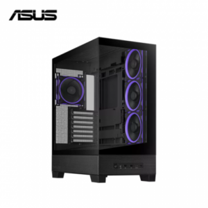 華碩 A31 PLUS 黑 全景玻璃機殼 (ATX/Type-C/內建ARGB風扇側3後1/支援背插主板/傾斜基座設計/顯卡380mm/塔散165mm)