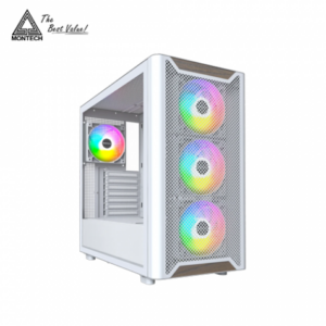 MONTECH XR Wood 白 玻璃透側機殼 (ATX/Type-C/內建風扇前3後1/ARGB風扇/木紋裝飾/顯卡420mm/塔散175mm)