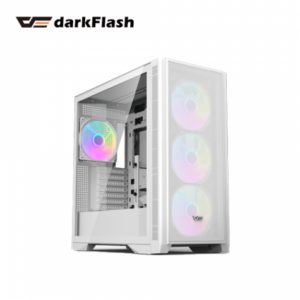 darkFlash DF4100 白 玻璃透側機殼 (ATX/Type-C/內建風扇前3後1/網孔面板/支援背插主板/內附顯卡支架/ARGB燈光/顯卡435mm/塔散185mm)