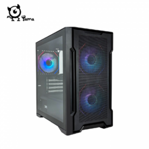 YAMA 雅瑪 魔羯星 玻璃透側機殼 (M-ATX/Type-C/內建風扇前2後1/ARGB無限鏡風扇/顯卡320mm/塔散155mm)