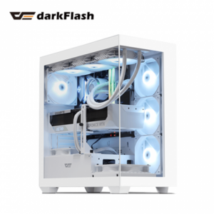 darkFlash DS900 白 全景玻璃機殼 (ATX/Type-C/內建風扇側3後1/無A柱/內附顯卡支架/ARGB燈光/顯卡425mm/塔散170mm)