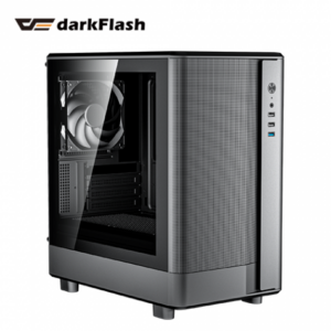 darkFlash MOTI Mini 鏡之小島 網孔版 玻璃透側機殼 (M-ATX/內建風扇前1後1/網孔面板/顯卡300mm/塔散180mm)