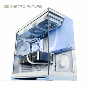 幾何未來 Model 5 悟空 粉藍 全景玻璃機殼 (E-ATX/Type-C/內建風扇側1下3後1/公仔平台/顯卡460mm/塔散180mm)