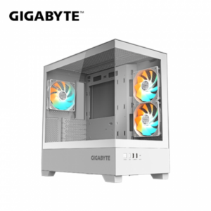 技嘉 C201 PANORAMIC 白 全景玻璃機殼 (M-ATX/內建風扇側2後1/無A柱/顯卡410mm/塔散190mm)