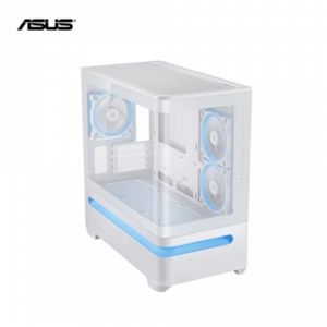 華碩 Prime AP202 ARGB 白 全景玻璃機殼 (M-ATX/Type-C/內建風扇側2後1/懸浮式進氣+燈條/曲面玻璃/顯卡420mm/塔散175mm)