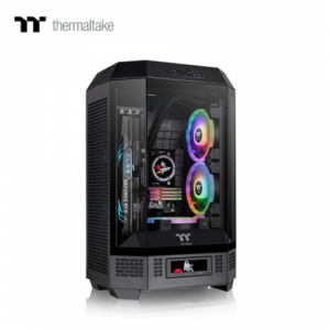 曜越 The Tower 300 黑 玻璃透側機殼 (M-ATX/Type-C/內建風扇上2/支援背插主板/三面玻璃/八角棱柱外型/顯卡400mm/塔散210mm)