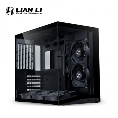 聯力 O11 Dynamic Mini V2 Flow 黑 全景玻璃機殼 (ATX/Type-C/內建風扇側2底3/支援背插主板/傾斜底部/內附顯卡支架/顯卡400mm/塔散160mm)