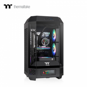 曜越 The Tower 250 黑 玻璃透側機殼 (ITX/Type-C/內建風扇上2/三面玻璃/八角棱柱外型/顯卡360mm/塔散210mm)