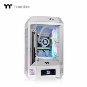曜越 The Tower 250 白 玻璃透側機殼 (ITX/Type-C/內建風扇上2/三面玻璃/八角棱柱外型/顯卡360mm/塔散210mm)
