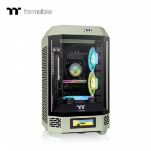 曜越 The Tower 250 抹茶綠 玻璃透側機殼 (ITX/Type-C/內建風扇上2/三面玻璃/八角棱柱外型/顯卡360mm/塔散210mm)