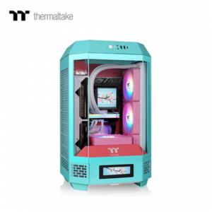 曜越 The Tower 250 薄荷草莓 玻璃透側機殼 (ITX/Type-C/內建風扇上2/三面玻璃/八角棱柱外型/顯卡360mm/塔散210mm)