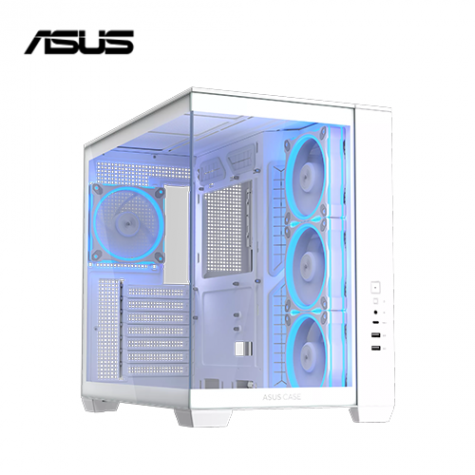 華碩 A32 PLUS 白 全景玻璃機殼 (ATX/Type-C/內建風扇側3後1/MR120 ARGB風扇/雙艙式設計/顯卡420mm/塔散165mm)