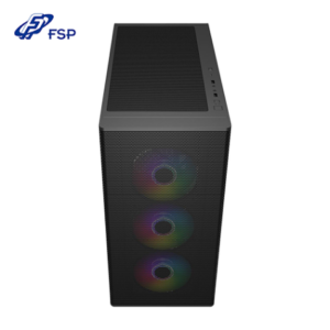 全漢 M320 黑 玻璃透側機殼 (E-ATX/Type-C/內建風扇前3後1/ARGB風扇/網孔面板/顯卡425mm/塔散170mm)-M320-BA