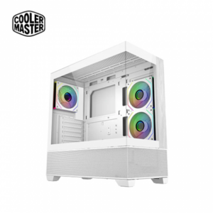 酷碼 Elite 690 白 全景玻璃機殼 (ATX/Type-C/內建風扇側2後1/ARGB燈光/木質前面板/顯卡425mm/塔散170mm)