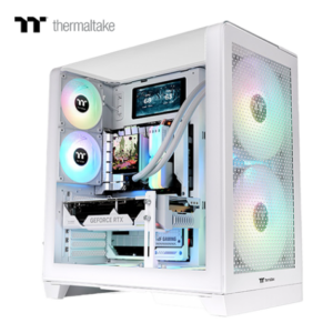 曜越 View 390 Air 白 玻璃透側機殼 (ATX/Type-C/內建風扇後2/支援背插主板/鷗翼式曲面玻璃/雙艙設計/內建顯卡支撐架/顯卡390mm/塔散160mm)