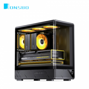 JONSBO 喬思伯 D200 黑 全景玻璃機殼 (M-ATX/Type-C/曲面環景玻璃/溫度顯示/分艙設計/顯卡410mm/塔散171mm)