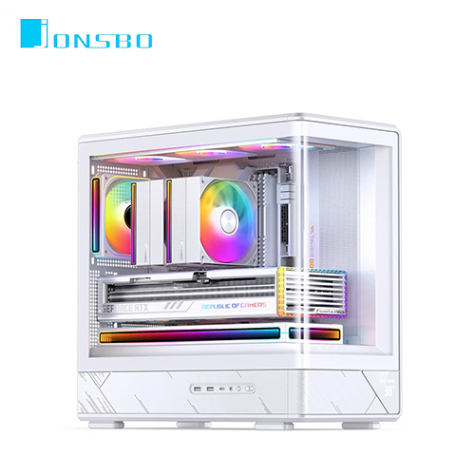 JONSBO 喬思伯 D200 白 全景玻璃機殼 (M-ATX/Type-C/曲面環景玻璃/溫度顯示/分艙設計/顯卡410mm/塔散171mm)