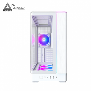MONTECH KING 45 PRO 白 全景玻璃機殼 (ATX/Type-C/內建風扇底3後1/曲面玻璃/ARGB燈光/斜角風扇設計/顯卡435mm/塔散187mm)