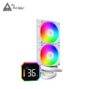 MONTECH HyperFlow Digital 240 白 (240mm/預安裝設計/ARGB燈光/內建數位顯示器/12cm風扇*2/六年保固)